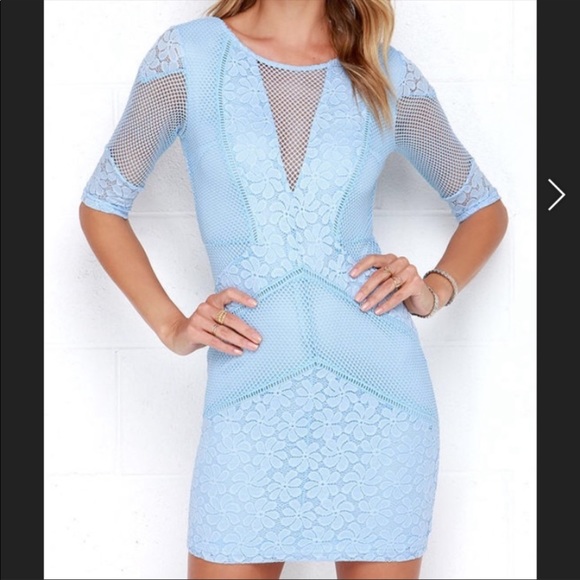 Lulus Dresses & Skirts - Lulus Light Blue Lace Bodycon Dress